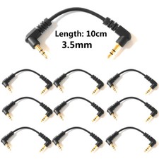10PC Short 3.5mm 1/8" Male Right Angle To Male Right Stereo Car AUX Audio Cable