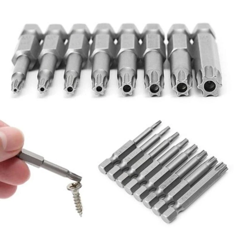 8x1 4 Torx Star Head Hex Shank Screwdriver Drill Bit Set Large