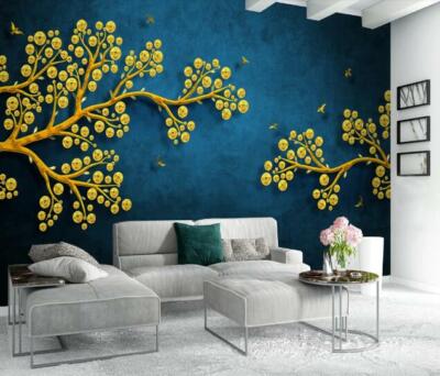 3D Golden Branches 12434NA Wallpaper Wall Mural Removable Self-adhesive Fay