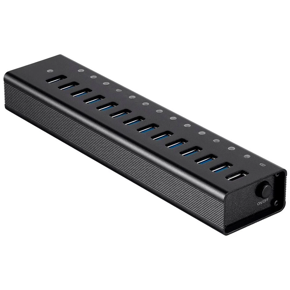 13 Port USB 3.0 Hub 5Gbps Super Speed w/ 2.4A Charging Port & AC Power Adapter - Image 3 of 4