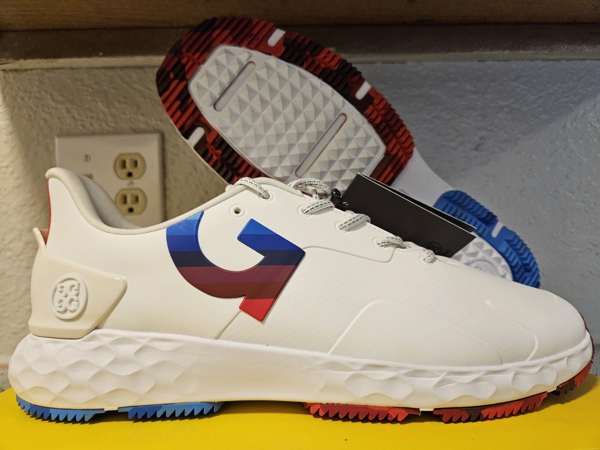 G/FORE MG4+ Spikeless Golf Shoes Snow White Red Blue Mens Sz  display picture 1
