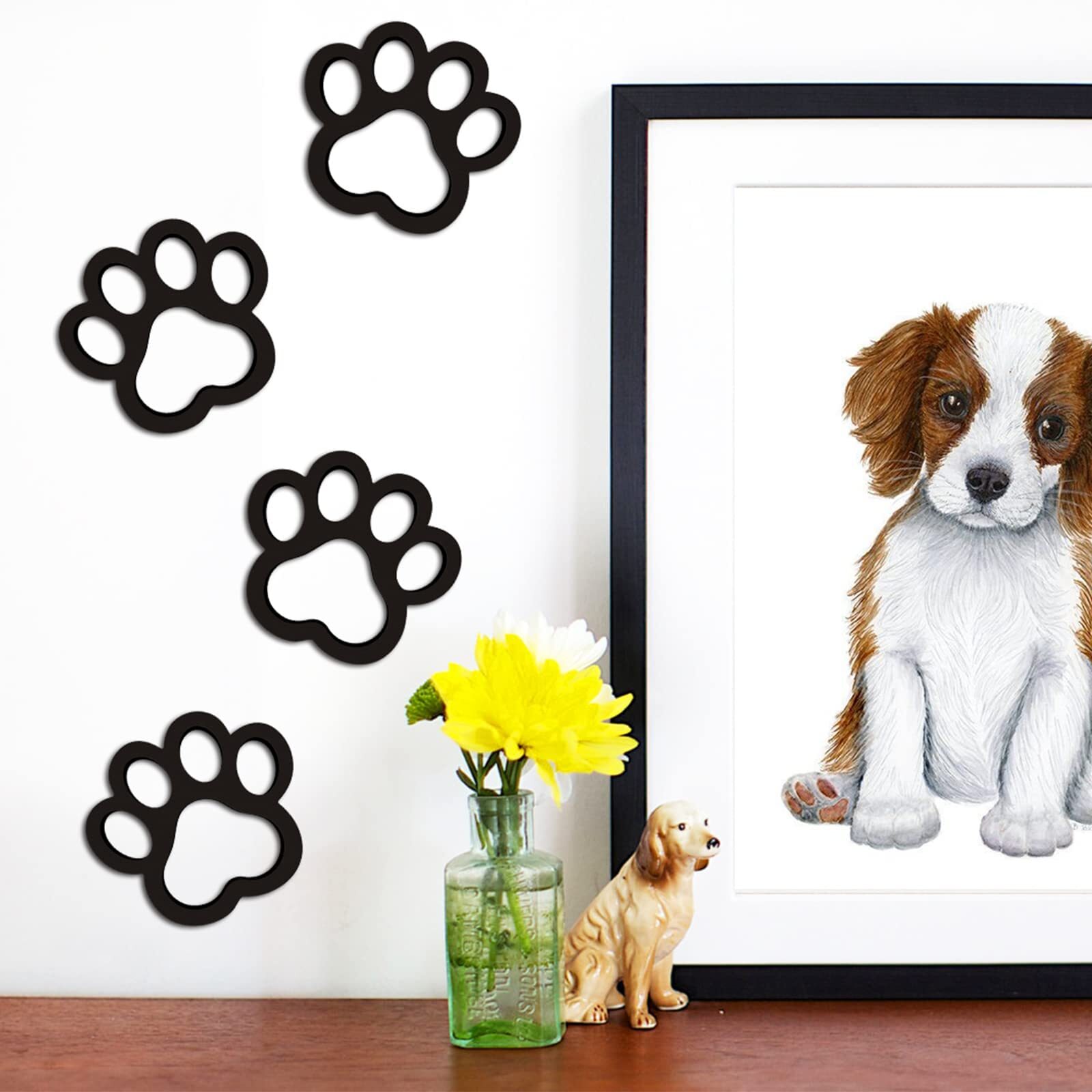 Dog Room Decor Paw Prints Wood Wall Art Dog Lovers Gifts Puppy Decorations Si...