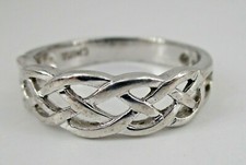 Sterling Silver Ring 5mm Wide Band Celtic Knot Filigree Unisex Size 8