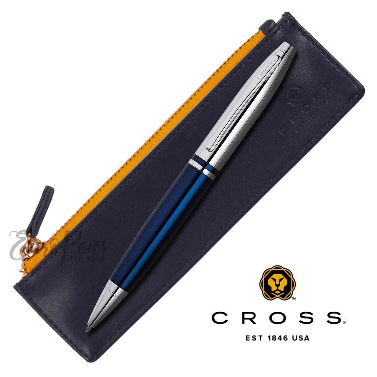 Chrome Promotional Cross Pens Blue Ballpoint Cross Calais Pen