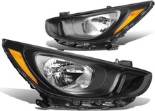Black Headlights Set For 2012 2013 2014 Hyundai Accent Headlamps LH+RH Pair