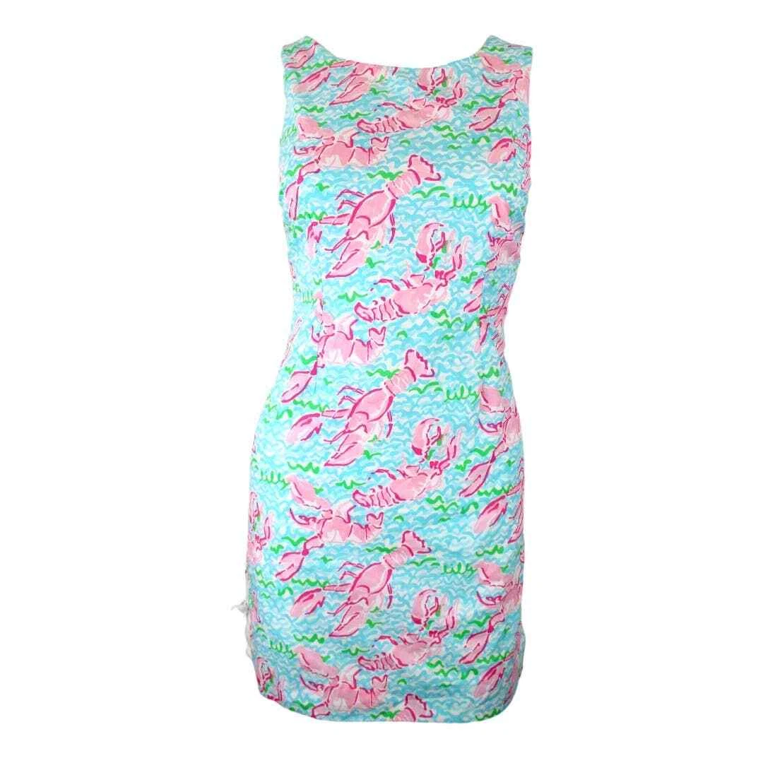 Lilly Pulitzer Delia Shift Dress Lobstah Roll Print Size 2 RARE eBay