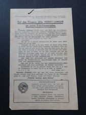 Orig. Russisches Flugblatt, Flieger H. Langer vom z.b.V. 900 , WW2