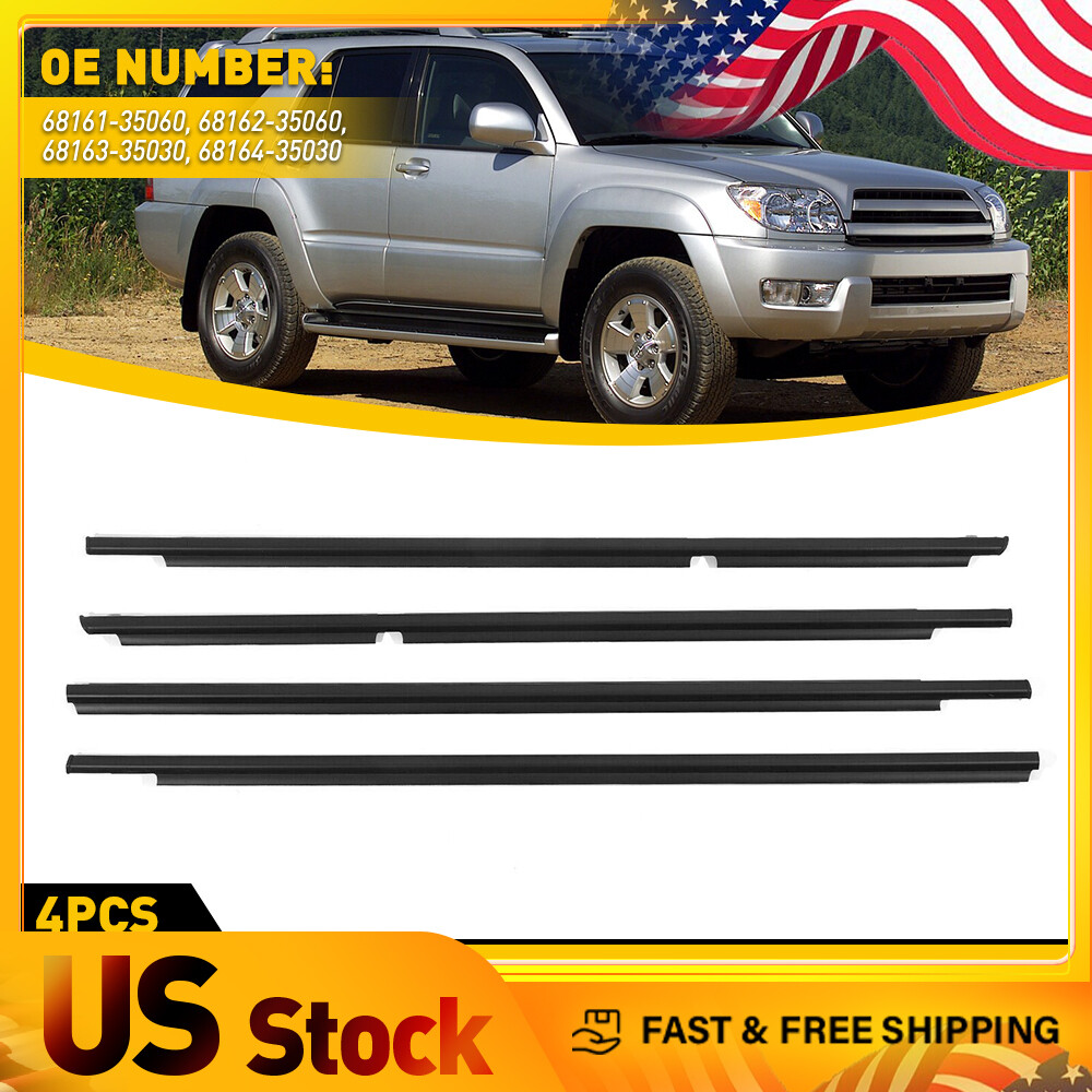 4Pcs Outer Weatherstrip Window Molding Trim Seals For Toyota 4Runner 2003-2009