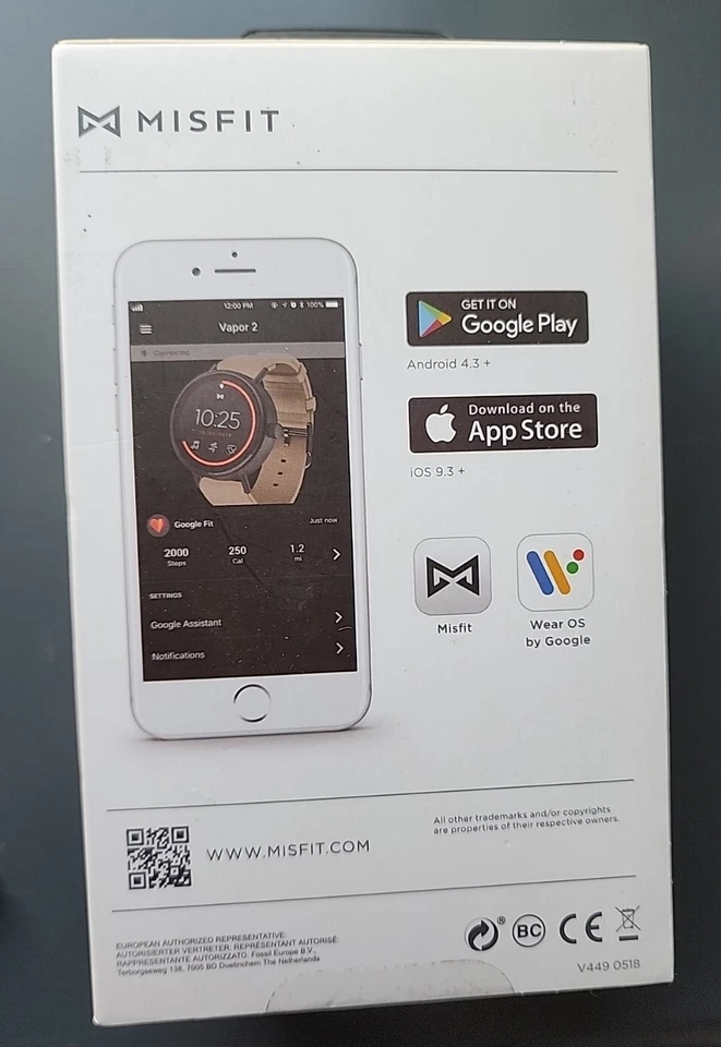 Misfit Vapor 2 36mm Jet Black Case with Brown Sport Strap Smartwatch - MIS7203 - Image 2 of 2