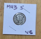 1943 S Mercury Silver Dime US Coin 90% Silver 10c Very Fine