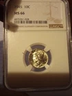 1945 Mercury Dime MS66 NGC Philadelphia Silver Uncirculated KM#140