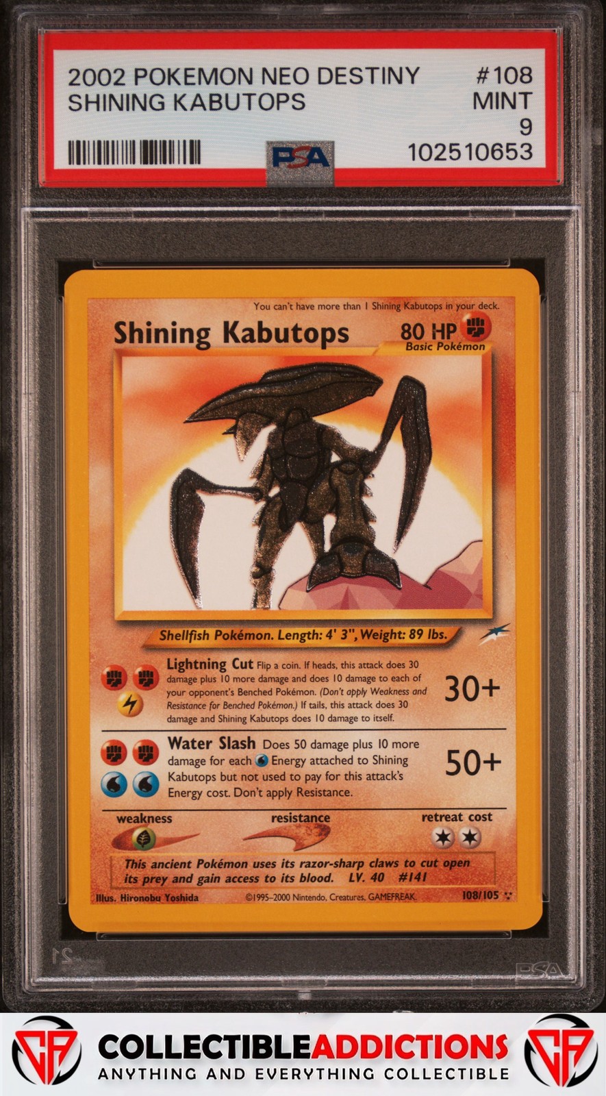 2002 Pokemon Neo Destiny #108 Shining Kabutops PSA 9