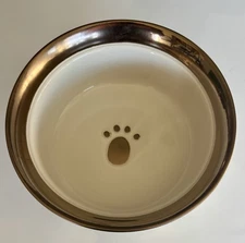 Metallic Paws 32oz Ceramic Dog Food Water Pet Bowl 7” Round 2-Tone Gold Cream