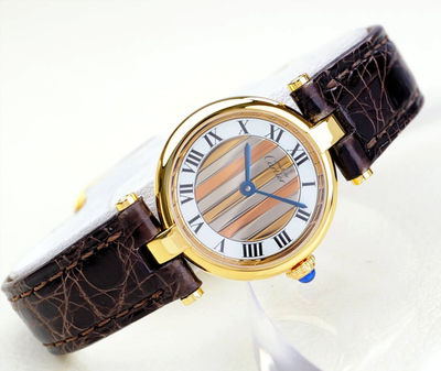 Must de Cartier Vendome レディース 腕時計 Cartier Watch Must Vendome Three Color Gold Stripe Dial SM Women