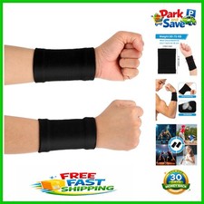 2 Pairs Black Wrist Compression Sleeves for Pain Relief - One Size Fits All