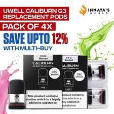 Uwell Caliburn G3 Replacement Pods 0.6 ? 0.9? & 1.2? 2ML RDL/MTL Pack of 4x Pods