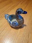 Vtg Handpainted Tonala Mexican Ceramic & Brass Clad Duck Figurine M 8"× 7"×4.5" — photo 1