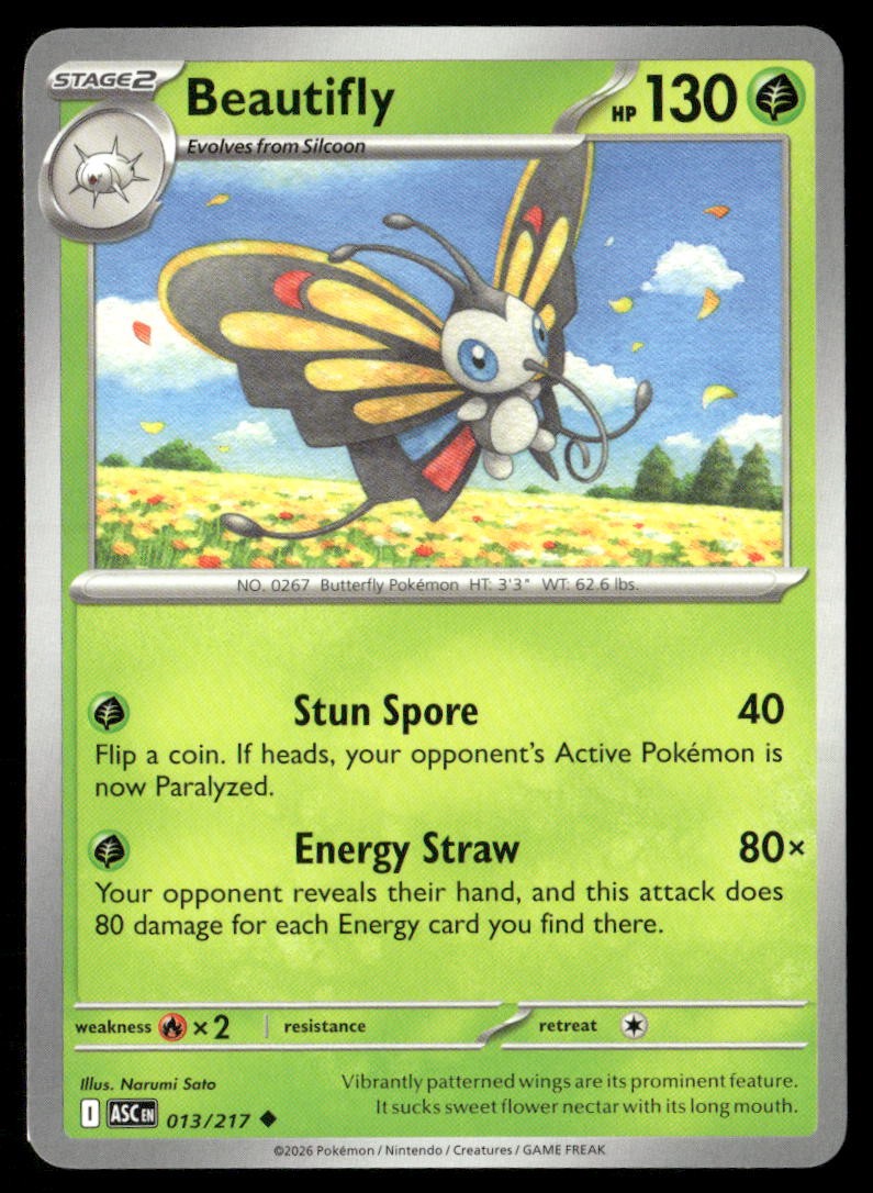 Beautifly Ascended Heroes 013/217 Uncommon Pokemon Near Mint