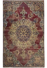 7x10' Antique Perrsian Kermanshah Rug WORN #F-6658