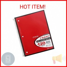 Top Flight Standards 3-Subject Wirebound Notebook, 120 Sheets, 3-Hole Punched, C