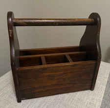 Vintage Wooden Divided Caddy Organizer   Carr...