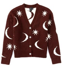 NWT-Trendy Volcom Girls/Unisex Celestial Print MoonStars Cardigan Sz 6X Espresso