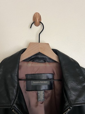 美品90S BANANA REPUBLIC LEATHER JACKET 黒XS BANANA REPUBLIC XS Essential Leather Jacket Moto XS Black