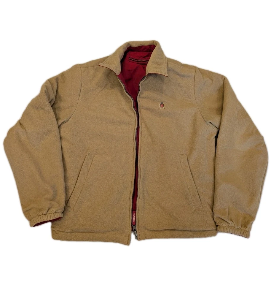 Abrigo Chaqueta Reversible Tommy Hilfiger De Colección Color Sólido Rojo Bombardero Vellón M/L Foto 3 de 4