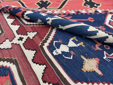 Auth: 19th C Antique Avar Caucasian Kilim Mythical Art Wool Beauty 6x11 No Rs