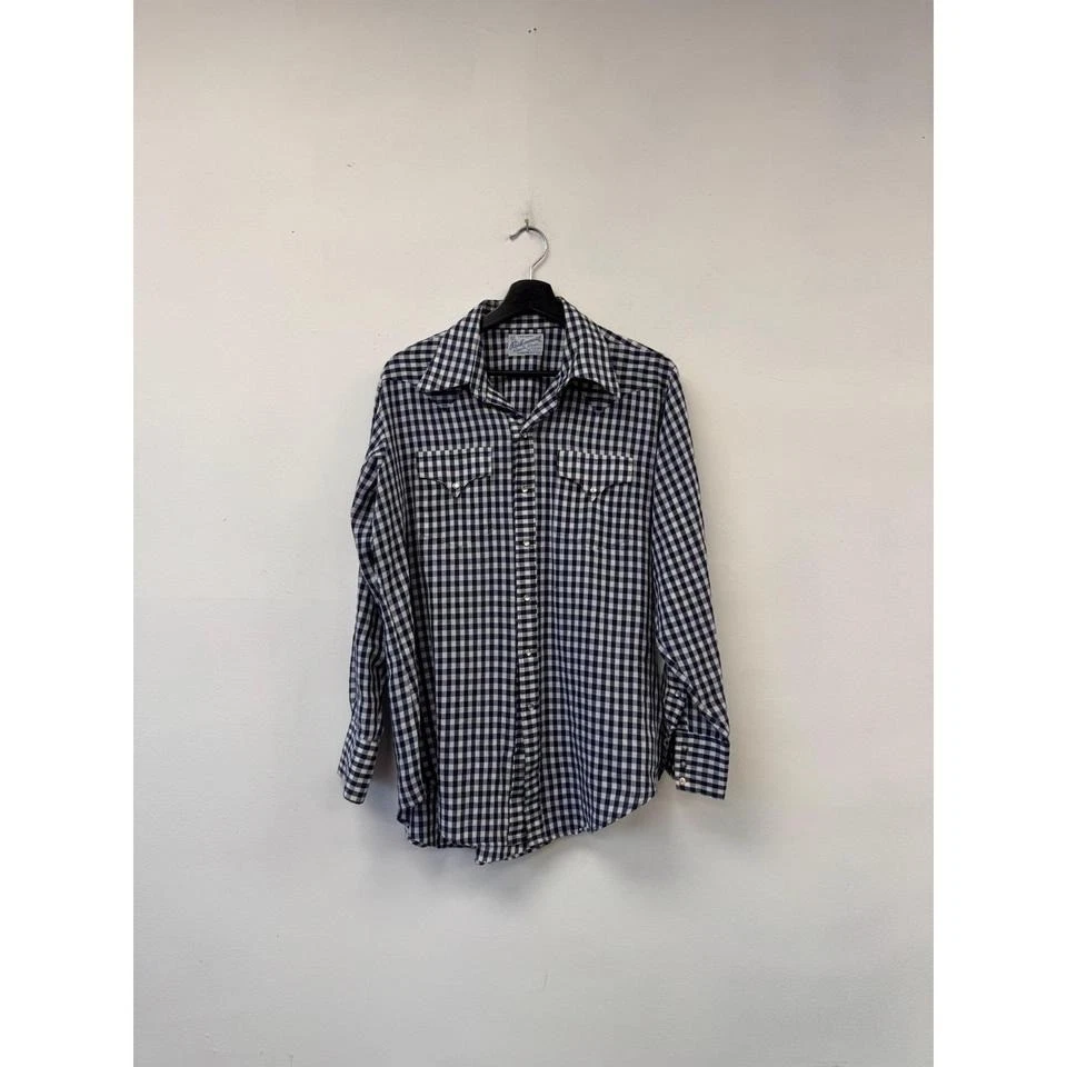 Chemise Western Homme Rockmount Ranch Wear - Taille XL Noir, Perles à Pression, Fabriqué USA, Occasion