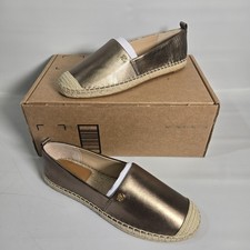 Lauren Ralph Lauren Cameryn Espadrille 9.5 Aged Gold Canvas LRL Flat NIB ($125)