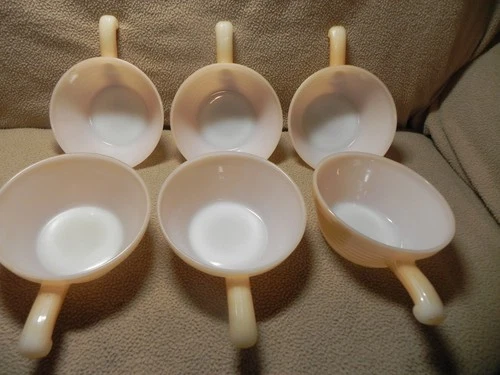Vintage Fire King Peach Luster Custard Cup Ramekin Scalloped Edge Set of 6 D