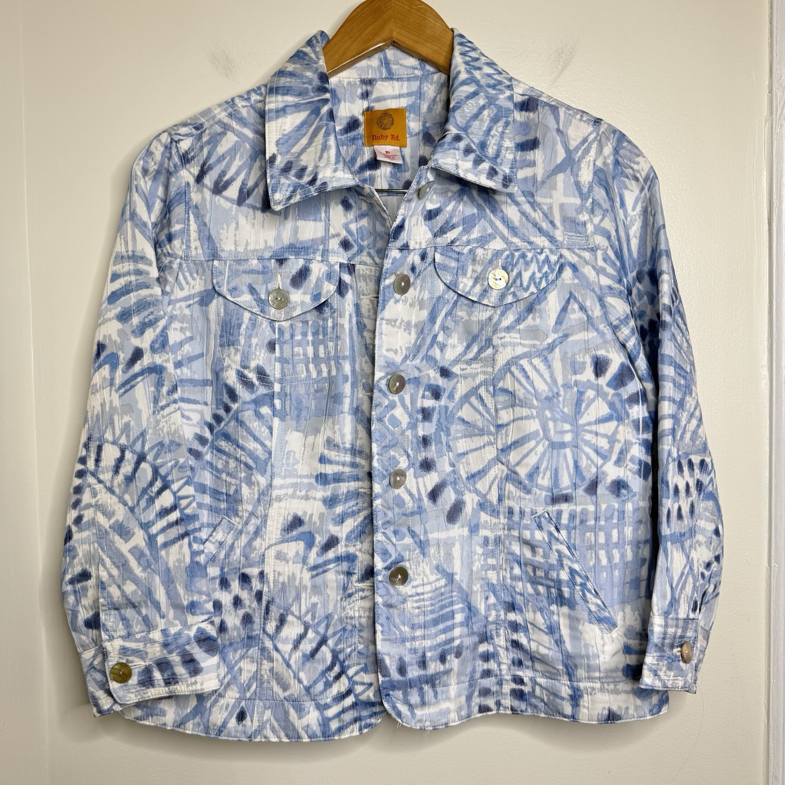 Ruby Rd. Abstract Medallion Print Jacket Button F… - image 1