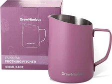 Milk Frothing Pitcher, 14Oz/430Ml Stainless Steel Milk Frother Cup, Espresso Ste