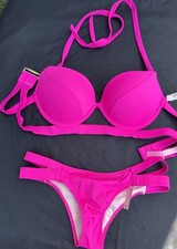 NWT Victoria's Secret Bikini Neon Lotus Hottie 1Cup Halter Banded Itsy 36C/S