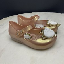 Mini Melissa Disney Beauty And The Beast Mary Jane Shoes Toddler Sz 6 Rose Gold