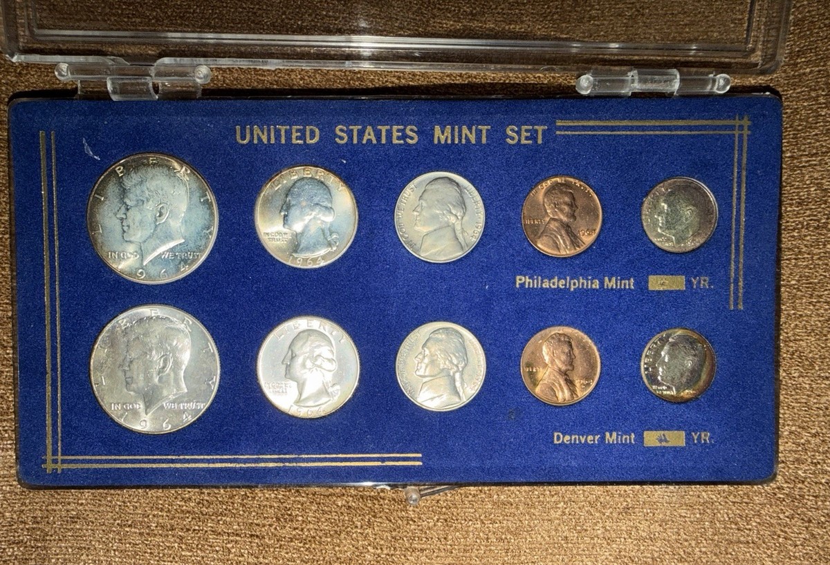 Two mint sets, 1964 and 1963, both Philadelphia and Denver both in