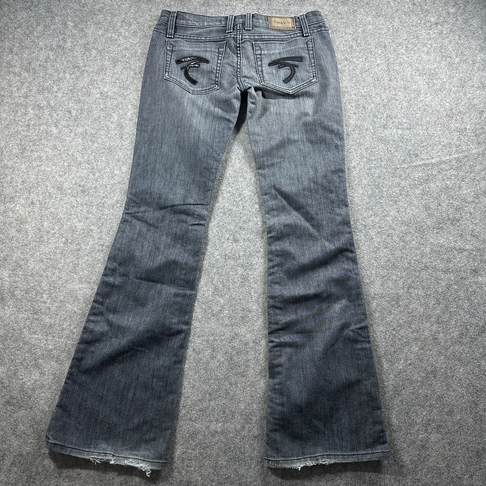 Frankie B Low Rise Jeans Size 6 Wide Leg Bootcut Flared Embroidered Pockets Y2K - Image 3 of 4