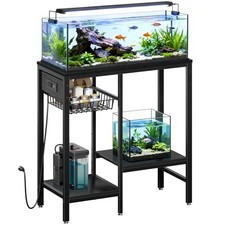 20 Gallon Fish Tank Stand with Power Outlet, Metal Aquarium 20-29 Gal Black