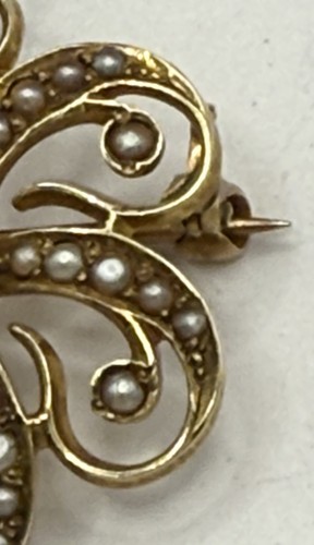 Antike viktorianische 14K Gold Saatperlen Opal Wirbel Brosche Anhänger LESEN - Bild 3 von 9