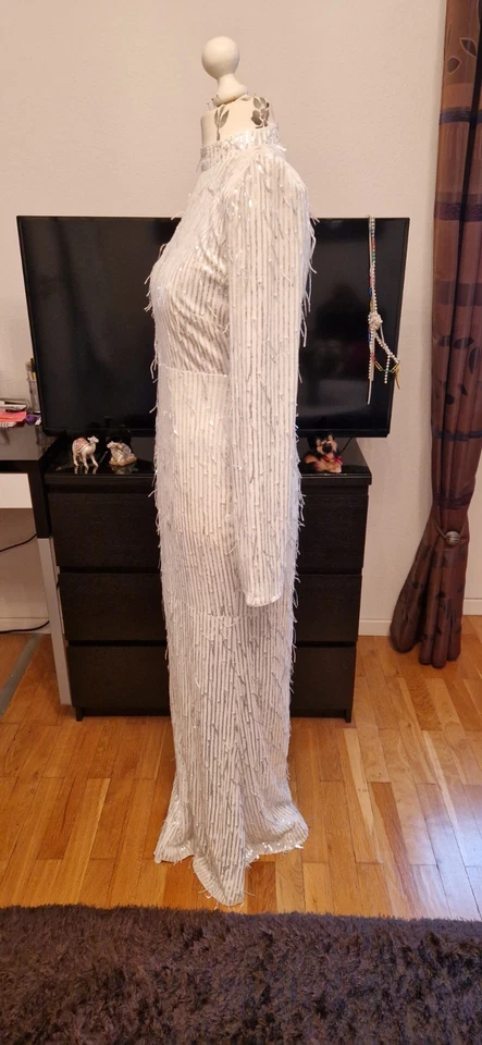 Abendkleid mit Glitzer weiß Gr. 42 - Bild 3 von 4