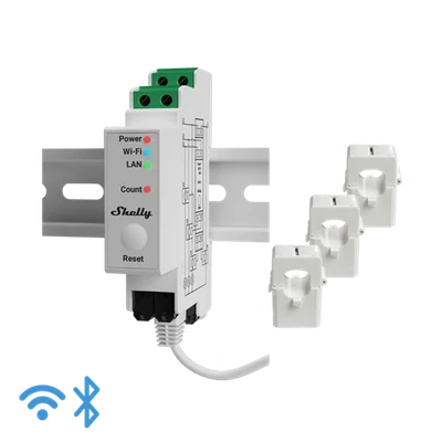 Shelly Pro 3EM 3-Phasen WLAN Stromzähler 3x120A 0% MwSt.