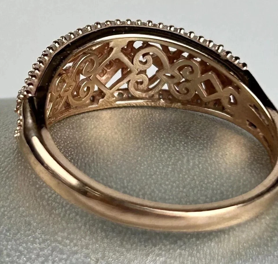 1 Ct Round Cut Lab Created Diamond Half Eternity Band Ring 14k Rose Gold Plated - Image 2 of 4