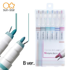 Sunstar Ninipie deco Pen  Marker 6 Color Set B Dual Tip Water-based JPN