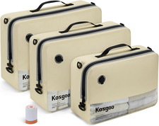 Space-Saving Travel Vacuum Bags with Pump - Waterproof, Reusable, 3 Sizes