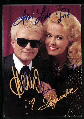 Musiker Heino mit seiner Frau Hannelore, original Autograph, Ansichtskarte 