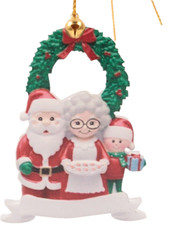 Personalized Christmas Family Ornament Family of 3 Santa Theme