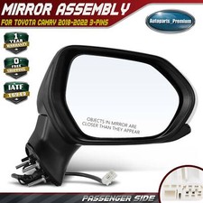 Passenger Side Power Mirror with Manual Folding for Toyota Camry 2018-2024 White