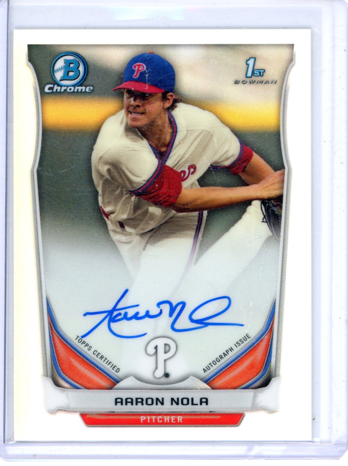 2014 Bowman Chrome Draft Aaron Nola BCA-AN Prospect Refractor Auto Phillies