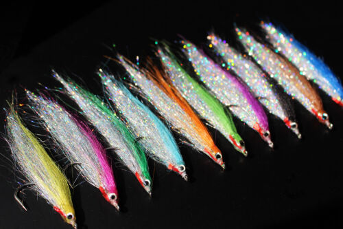 10 Stück 1/0 Holo Silver Lachs Forelle Wolfsbarsch Steelhead Elritze Fliegenfischen Fliegen - Bild 5 von 5